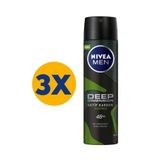 NIVEA Men Erkek Sprey Deodorant Amazonia 150ml, 48 Saat Anti-perspirant Koruma, Ter Karşıtı, X3 Adet