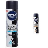 NIVEA Men Erkek Sprey Deodorant Black& White Invisible Fresh 48 Saat Anti-Perspirant Koruma (150 ml) + NIVEA Men Erkek Sprey Deodorant Black & White Invisible Güçlü Etki 48 Saat (150ml) X2
