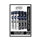 NIVEA MEN Erkek Sprey Deodorant Black & White Invisible Original 150 ML, 72 Saat Perspirant, X5 Adet