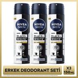 Nivea Men Erkek Sprey Deodorant Black&white Epic Night 150ML, 72 Saat Terleme Karşıtı, Alkolsüz, X3 Adet - 150 ml