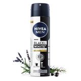 NIVEA MEN Erkek Sprey Deodorant Black&White Invisible Epic Night 150 ml,72 Saat Terleme Karşıtı,Kumaş Koruması,Alkolsüz