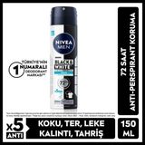 NIVEA MEN Erkek Sprey Deodorant Black&White Invisible Fresh 150ml, 72 Saat Anti-perspirant Ter Koruması, Alkolsüz - 150 ml