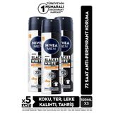 Nivea Men Erkek Sprey Deodorant Black&White Invisible Güçlü Etki 150Ml, 72 Saat Anti-Perspirant, X3 Adet