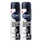 NIVEA MEN Erkek Sprey Deodorant Black&White Invisible Original 150 ml, 72 Saat Anti-perspirant Koruma, Avantajlı Paket,X2 Adet