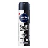 NIVEA MEN Erkek Sprey Deodorant Black&White Invisible Original 150 ml,72 Saat Anti-Perspirant Terleme ve Ter Kokusuna Karşı Koruma,Kıyafetlerde Leke Karşıtı,Erkeksi Koku,Etil Alkol İçermez