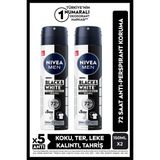 Nivea MEN Erkek Sprey Deodorant Black&White Invisible Original 150ml, Alkolsüz, 72 Saat Koruma, X2 Adet Set