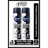 NIVEA MEN Erkek Sprey Deodorant Black&White Invisible Original 150ml, Alkolsüz, 72 Saat Koruma, X2 Adet