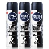 NIVEA MEN Erkek Sprey Deodorant Black&White Invisible Original Ter ve Ter Kokusuna Karşı 72 Saat Anti-perspirant Koruma 150ml x3 Adet