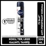 Nivea MEN Erkek Sprey Deodorant Black&White Original 200ml, 72 Saat Ter Koruması, Sarı Leke Karşıtı, Alkolsüz - 200 ml
