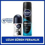 Nivea MEN Erkek Sprey Deodorant Deep Aktif Karbon 150ml ve Black&White Original Mini Roll-on 25ml