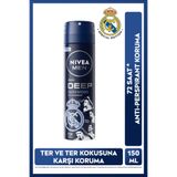 NIVEA MEN Erkek Sprey Deodorant Deep Darkwood 150 ml,Real Madrid Special Edition,Ter Kokusuna Karşı Koruma