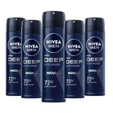 NIVEA MEN Erkek Sprey Deodorant Deep Dimension 150 ml, 72 Saat Anti-perspirant Koruma,Avantajlı Paket,x5 Adet