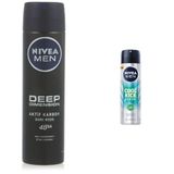 NIVEA Men Erkek Sprey Deodorant Deep Dimension 48 Saat Anti-perspirant Koruma, 150 ml, Erkeksi Koku + NIVEA Men Erkek Sprey Deodorant Cool Kick Fresh, 150 ml, Ter ve Ter Kokusuna Karşı 48 Saat X2