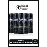 Nivea Men Erkek Sprey Deodorant Deep Dimension, 48 Saat Anti-Perspirant Koruma 150 ml X5 Adet,Çanta Hediye