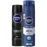Nıvea Men Erkek Sprey Deodorant Deep Dimension 48 Saat Anti-Perspirant Koruma 150Ml Ve Nıvea Men Protect&Care Tıraş Jeli 200Ml, Kuru Ciltler İçi