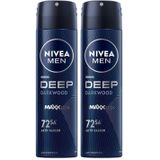 NIVEA MEN Erkek Sprey Deodorant Deep Dimension Darkwood 150ml, 72 Saat Anti-Perspirant Koruma, Maskülen Koku (2 paketi)