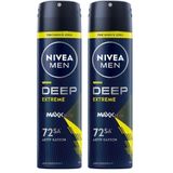 NIVEA MEN Erkek Sprey Deodorant Deep Extreme 150ml, 72 Saat Anti-perspirant Ter Koruması, Enerjik Koku (2 paketi)