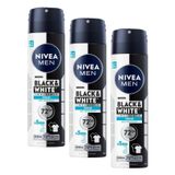 NIVEA MEN Erkek Sprey Deodorant Deodorant Black&White Invisible Fresh 150 ml,72 Saat Anti-Perspirant Ter ve Ter Kokusuna Karşı Koruma,Kıyafetlerde Leke Bırakmaz,Etil Alkol İçermez (3 paketi)