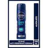 NIVEA MEN Erkek Sprey Deodorant Dry Fresh 150ml, 72 Saat Ter Kokusu Karşıtı, Alkolsüz