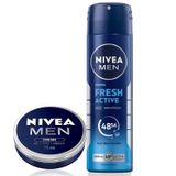 NIVEA MEN Erkek Sprey Deodorant Fresh Active 150 ml + NIVEA MEN Erkek Bakım Kremi 75 ml