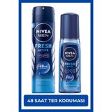NIVEA MEN Erkek Sprey Deodorant Fresh Active 150 ml ve Pump 75 ml,48 Saat Ter Koruması,X2 Adet