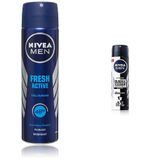 NIVEA Men Erkek Sprey Deodorant Fresh Active 150ml X2 + NIVEA Men Erkek Sprey Deodorant Black & White Invisible Original 150 ml