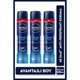 NIVEA MEN Erkek Sprey Deodorant Fresh Active 200ml, 48 Saat Ter Koruması, Avantajlı Boy, X3 Adet