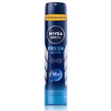 NIVEA MEN Erkek Sprey Deodorant Fresh Active 200ml, Ter Kokusuna 48 Saat Etkili, Erkeksi Koku, Ferahlık,Ekonomik Boy