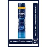 NIVEA MEN Erkek Sprey Deodorant Fresh Active 200ml, Ter Kokusuna Karşı 48 Saat Koruma,Uzun Süren Ferahlık
