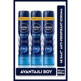 Nivea MEN Erkek Sprey Deodorant Fresh Active 200ml,Ter Kokusuna Karşı 48 Saat Koruma,Avantajlı Boy,X3 Adet
