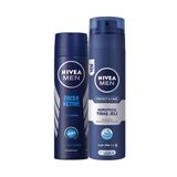 NIVEA Men Erkek Sprey Deodorant Fresh Active 48 Saat Deodorant Koruması 150ml ve NIVEA Men Protect&Care Tıraş Jeli 200ml, Kuru Ciltler İçin, Pürüzsüz Tıraş