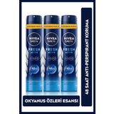 NIVEA MEN Erkek Sprey Deodorant Fresh Active,48 Saat Deodorant Koruması 200mlx3Adet