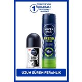 Nivea MEN Erkek Sprey Deodorant Fresh Power 150ml ve Mini Roll-on Black&White Original 25ml, Ter Karşıtı