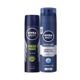 NIVEA Men Erkek Sprey Deodorant Fresh Power 150ml ve NIVEA Men Protect&Care Tıraş Jeli 200ml, Kuru Ciltler İçin, Pürüzsüz Tıraş