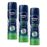 NIVEA MEN Erkek Sprey Deodorant Fresh Sensation 150 ml, Ter ve Ter Kokusuna Karşı 72 Saat Anti-perspirant Koruma, Ferah Koku (3 paketi)