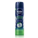 NIVEA MEN Erkek Sprey Deodorant Fresh Sensation 150 ml, Ter ve Ter Kokusuna Karşı 72 Saat Anti-perspirant Koruma, Ferah Koku