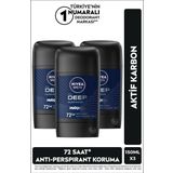 Nivea Men Erkek Stick Deodorant Deep Dimension Aktif Karbon 50Ml, 72 Saat Anti-Perspirant Koruma, X3 Adet