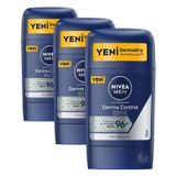 NIVEA Men Erkek Stick Deodorant Derma Control Clinical 50 ml, 96 Saat Üstün Koruma (3 paketi)