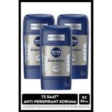 NIVEA MEN Erkek Stick Deodorant Silver Protect 50ml, 72 Saat Anti-perspirant Koruma, Hızlı Kuruma, X3 Adet
