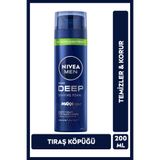 NIVEA MEN Erkek Tıraş Köpüğü Deep 200ml, Kesiklere Karşı Koruyucu