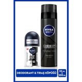 NIVEA MEN Erkek Tıraş Köpüğü Deep Dimension 200ml ve Mini Roll-on Deodorant Black&White Original 25ml