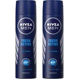 Nivea Men Fresh Active 2x150 ml Sprey Deodorant