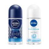Nivea Men Fresh Active 50 ml Erkek Roll On Deodorant ve Fresh Natural 50 ml Kadın Roll On Deodorant