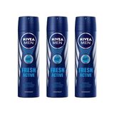 Nivea Men Fresh Active Deodorant 3 x 150 ml Erkekler İçin Ferah Koku ve Terlemeye Karşı Koruma