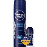 Nivea Men Fresh Active Hızlı Kuruma Erkek Sprey Deodorant 150 ML + Fresh Active Roll-On 25 ML
