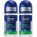 NIVEA Men Fresh Sensation Roll on Deodorant 50 ml,72 Saat Anti-perspirant Koruma (2 paketi)