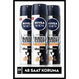 Nivea Men Invisible Black White Güçlü Etki 3x150 ml Sprey Deodorant