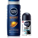 Nivea Men Kişisel Bakım Seti Duş Jeli 500ML,INVISIBLE Black&white Fresh Erkek Roll-On Deodorant 50M - 500 ml