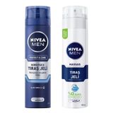 NIVEA Men Protect & Care Tıraş Jeli 200 ml, Kuru Ciltler İçin X2 + NIVEA Men Hassas Tıraş Jeli 200 ml, Hassas Ciltlere Özel Hassas Ciltere özel