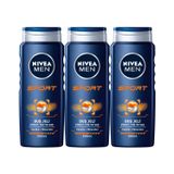 Nivea Men Sport 3x500 ml Erkek Saç ve Vücut Şampuanı